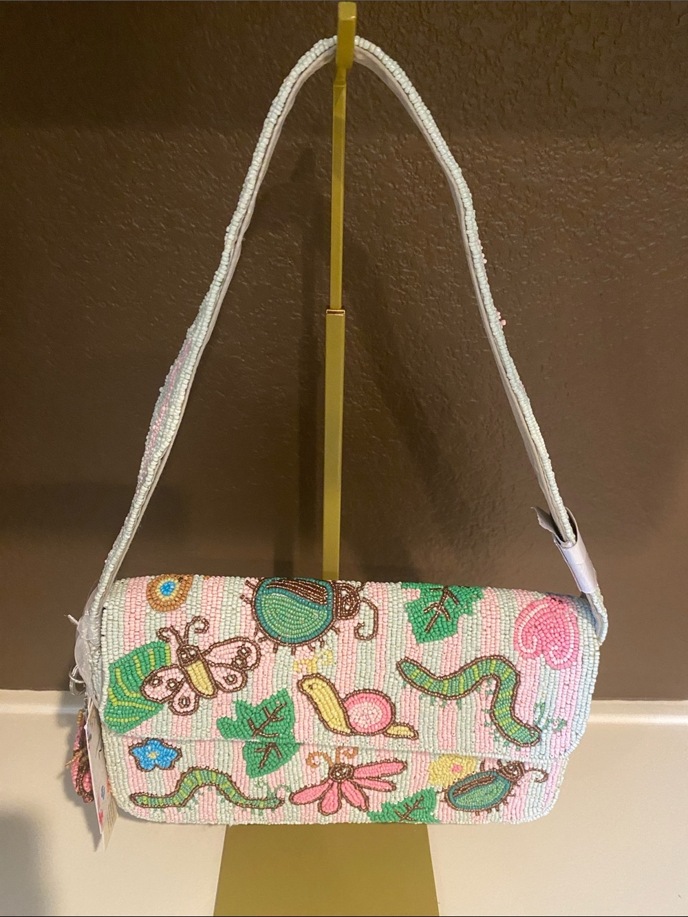 Viral Caterpillar Beaded Bag